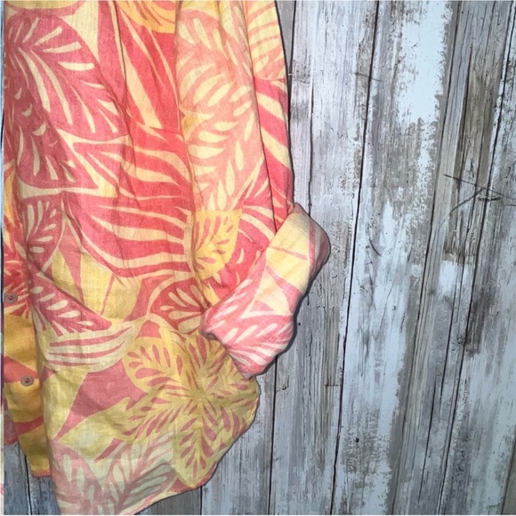 Talbots Linen Watercolor Botanical Button Down - Picture 4 of 6